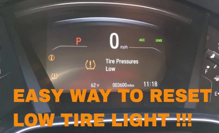 honda how to reset tire pressure light