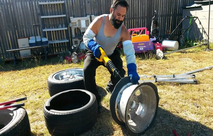 how to cut tire off rim