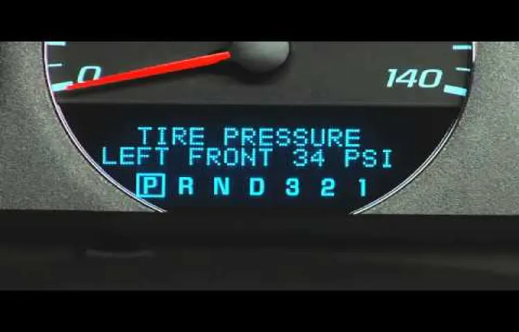 how to reset tire pressure sensor chevy impala 2009